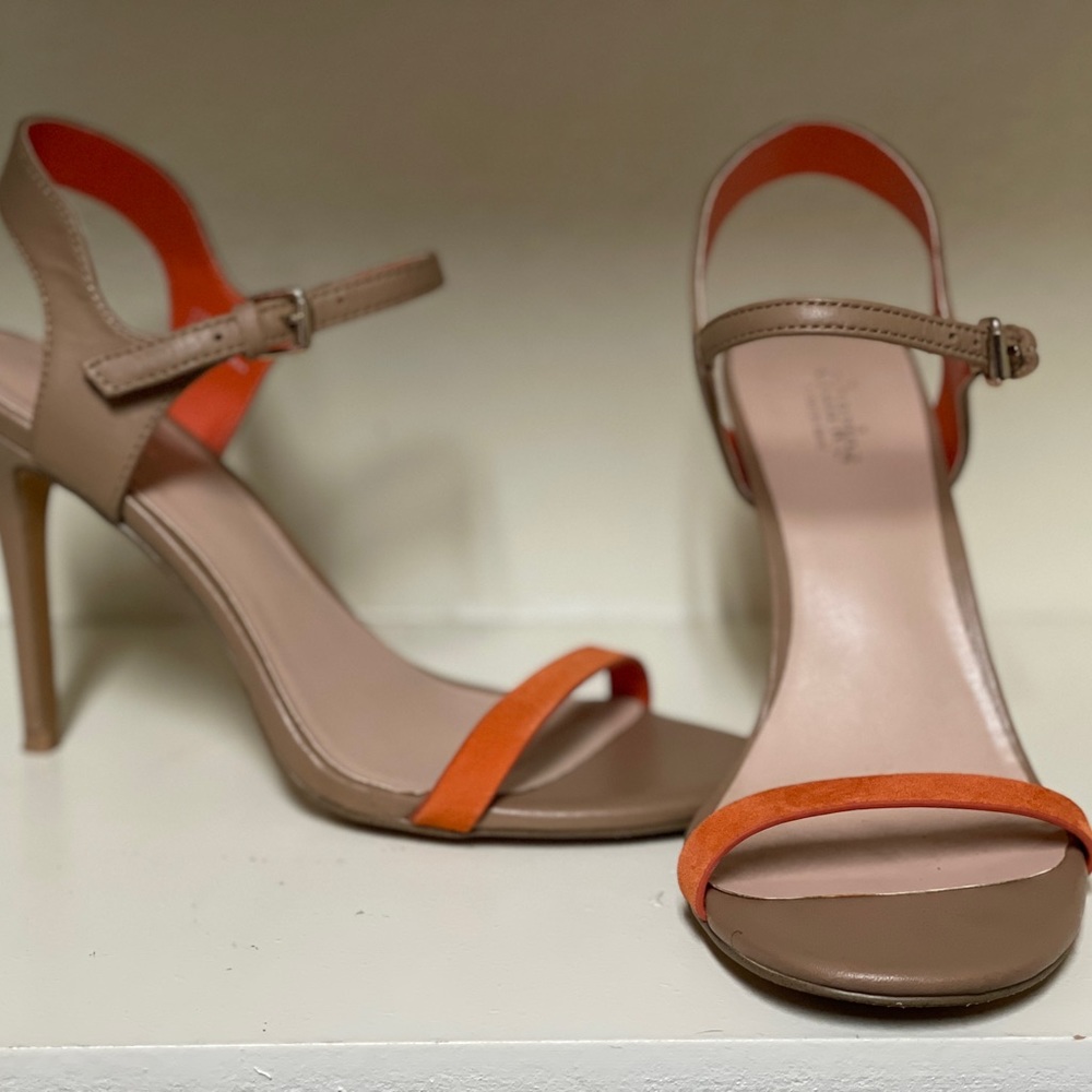 Tangerine and Taupe sandals - Picture 3 of 5